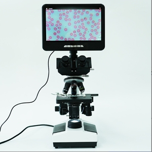 C-107T + LCD trinocular kính hiển vi 1600 phóng đại hai lớp di chuyển nền tảng giảng dạy kính hiển vi sinh học phòng thí nghiệm - Product Image 2