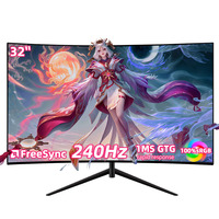 Monitor gaming curvo de 32 pulgadas, 4K, 240 Hz, panel IPS, HDR, pantalla de ordenador sin bordes, pantalla de escritorio de alta definición para oficina y PC