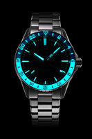 Montre de plongée en météorite GMT 40MM assemblée avec SW330-2, cristal saphir plat avec revêtement intérieur AR, montre étanche à 200M