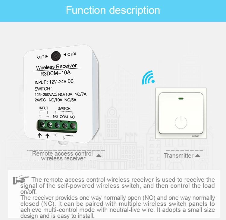 Automatic Door Opener for Wooden Door Dropshipping Service DC 12V-24V Wireless Remote Controller