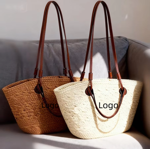 Sac fourre-tout d'été en paille naturelle grande capacité 2026 avec fermeture éclair, élégant, pour <span class=keywords><strong>femme</strong></span>, plage, trajets quotidiens, décontracté, mode rétro - Product Image 2