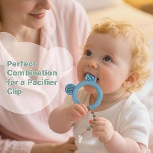 Jouets <span class=keywords><strong>de</strong></span> <span class=keywords><strong>dentition</strong></span> pour bébé, anneaux en <span class=keywords><strong>silicone</strong></span> souple sans BPA en forme d'ours, pour soulager les gencives douloureuses des bébés <span class=keywords><strong>de</strong></span> 3 à 12 mois - Product Image 4
