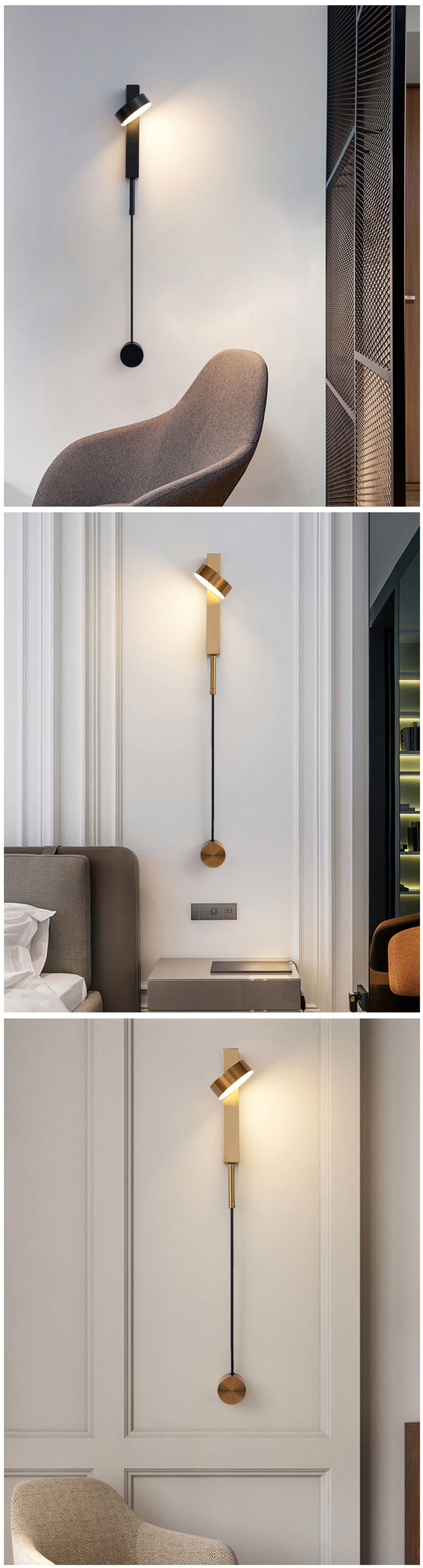 Modern Nordic  Indoor Hotel Guest Living Room Beside Dimming Deco LED Wall Sconce Light