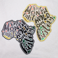 Parche de lentejuelas bordado con letras de personas negras Juneteenth diseño personalizado Mes de la Historia Negra parches para planchar para ropa