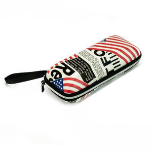 Étui à lunettes imprimé drapeau américain, boîte de rangement portable rectangulaire à fermeture éclair, motif blanc, été 2024 - Product Image 1