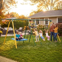 Équipement de terrain de jeu multifonctionnel pour enfants en plein air, aire de jeux extérieure, balançoire, piscine, jeu de paddle-ball