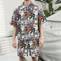 Conception personnalisée à la mode collage chemise à manches courtes pour hommes t-shirt boutonné