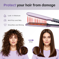 Lisseur de cheveux à affichage numérique - Chaleur infrarouge et plaques en titane pour un coiffage sans dommages