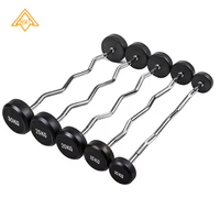 Barre de musculation fixe en PU, fournie directement par l'usine, pour équipement de fitness masculin, barres courbes et droites, usage commercial