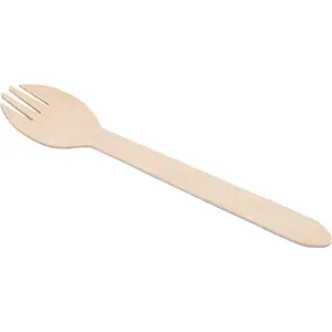 Dùng Một Lần Gỗ Bạch Dương Spork 2 Trong 1 (Muỗng + Nĩa) Phân Hủy Sinh Học 16 Cm Compostable Dao Kéo Nguồn Cung Cấp Bên Cắm Trại Dã Ngoại Sinh Nhật