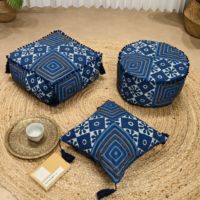 Pouf carré/rond en coton et lin tufté, fait main, importé de Chine, style néoclassique, coussin de siège, repose-pieds, pour changer de chaussures