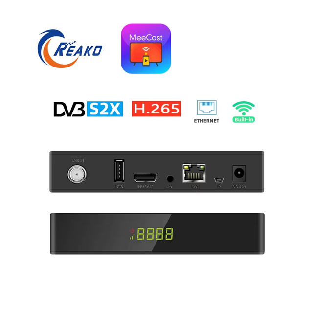 MeeCast GX6607 Smart Digital Satellite TV Receiver DVB-S2/S2X Built-in WiFi/Ethernet HD H.265 FTA Online Upgrade Plastic Private