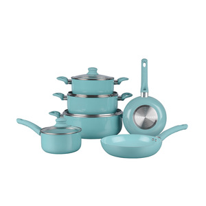 Non Stick Cookware Set 5 Piece Turquoise With Lids Oven Safe For Home Cooking - Product Image 1