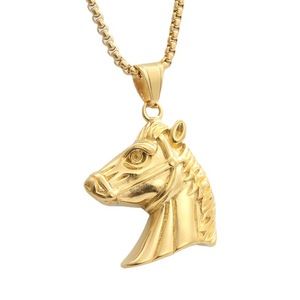 Horse Head Pendant <b>Titanium</b> Steel Animal Themed Men's Fashion Gift Jewelry Summer 2021 - Product Image 1