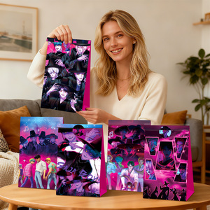 Articles de table pour fête d'anniversaire sur le thème de l'anime K-POP Cartoon Demon Hunter Girl Group, bannière HBD, assiettes en papier, fournitures pour Halloween et Pâques - Product Image 4
