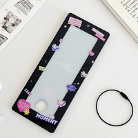 Porte-cartes photo Kpop transparent imprimé, personnalisé, en acrylique, à quatre compartiments, motif dessin animé, populaire et économique, avec porte-clés