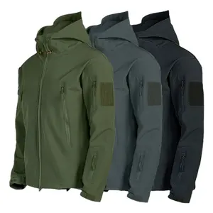 Giacca Casual da <span class=keywords><strong>Uomo</strong></span> in Tessuto Softshell con Cappuccio, Antivento e <span class=keywords><strong>Impermeabile</strong></span>, Stile Bomber Tattico - Product Image 1