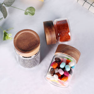 بيع بالجملة برطمانات تخزين صديقة للبيئة للمطبخ مع غطاء خشبي دائري - Product Image 3