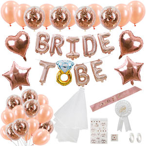 Enterrement de vie de jeune fille européenne et américaine, voile de mariage, ballon, costume de mariée, bandoulière, sangle d'étiquette - Product Image 1