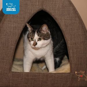 Umwelt freundliches Winter Solid Pet Zelt Weiches Bett für Hunde und Katzen von Best Pet Supplies-Braunes Leinen 19 "X 19" X H19" - Product Image 5