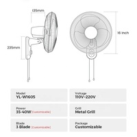 Kipas Angin Dinding Elektrik 16/18 Inch dengan Remote Control, Pendingin Udara, Kontrol Mekanis, Timer, untuk Penggunaan di Rumah