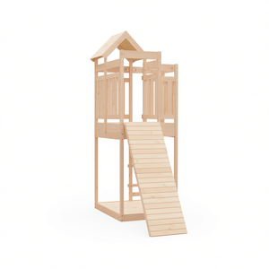 Casetta da gioco in legno massello di pino con parete da arrampicata per uso esterno in giardino, per bambini dai 3 agli 8 anni - Product Image 1