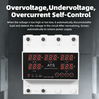 Interruptor de Transferencia Automática (ATS) de Riel DIN 63A, Protector de Sobretensión y Baja Tensión Trifásico, Selector de Energía Ininterrumpida