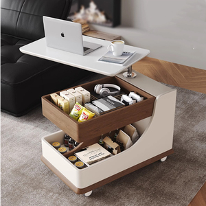 <span class=keywords><strong>Table</strong></span> d'appoint en bois de style moderne avec chariot mobile, <span class=keywords><strong>table</strong></span> basse réglable en hauteur pour canapé, utilisation dans le <span class=keywords><strong>salon</strong></span> - Product Image 4