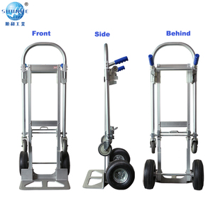 Truk tangan aluminium industri 2-in-1Heavy Duty 200kg/250kg kapasitas gudang troli empat roda OEM dapat disesuaikan untuk penyimpanan - Product Image 4