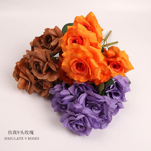 Xinchengzhi Ramo de Rosas Artificiales de 9 Cabezas, 30cm-190cm, Flores de Seda y Plástico, Decoración de Boda, Ramo de Mano, Estilo Nórdico - Product Image 5