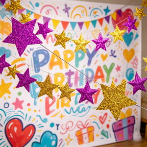 608172 Ghirlanda di stelle di carta colorate, striscione a bandierine per feste di compleanno, decorazioni da appendere a parete per camerette, forniture per feste - Product Image 4