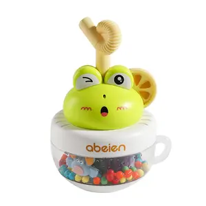 New design baby cartoon animal amphibious pressing water bath Roly-poly toy kids bathing tumbler toys with small bell