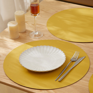 Modern Round PVC <b>Placemat</b> Solid Color Dishwasher Safe <b>Table</b> Mat <b>For</b> Home And Hotel Use - Product Image 1