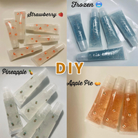 Vente en gros de rouge à lèvres hydratant non collant à haute capacité, marque privée, rose, mignon, végan, pour enfants, brillant à lèvres transparent avec paillettes, biologique