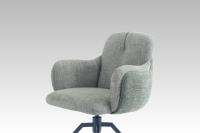 Nouvelle tendance, style nordique, revêtement en tissu bicolore, pieds en métal rembourrés avec rotation à 360° °   Chaise de salle à manger pivotante avec fonction de retour automatique et accoudoirs