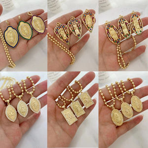 Personnalisé San <span class=keywords><strong>Judas</strong></span> Santa Muerte Pendentif Zircone Pavé Vierge Marie Pendentif Collier Collares Colgante De Moda Joyeria Cristiana - Product Image 2