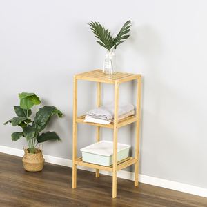 Kitchen Bathroom Living Room Wooden Tier <b>Stand</b> Ladder Shelf Organizer Bamboo <b>Corner</b> Rack Lacquer Finish for Flower Pot Storage - Product Image 1