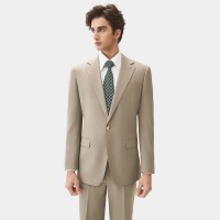 Costume homme kaki de haute qualité en laine mélangée TR, simple boutonnage, entoilage thermocollé, revers en pointe, pour affaires et mariage