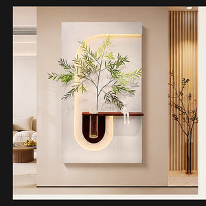 Pannello Murale Retroilluminato Testurizzato con Mensola Integrata, <span class=keywords><strong>Arte</strong></span> Astratta Floreale Botanica per Ingressi, Reception e Interni di Strutture Ricettive - Product Image 1
