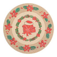 Nouveau Set de Table Rond en PVC Imprimé Dessin Animé de Noël, Style Américain, Isolation Thermique, pour Hôtels et Restaurants Occidentaux
