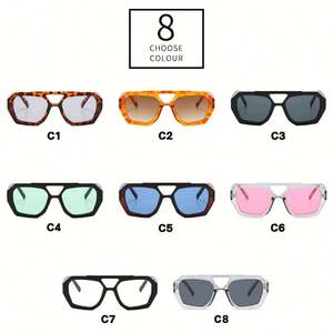 Lunettes de soleil pilote vintage 2025 personnalisées avec logo, forme polygonale irrégulière, protection UV400, double pont, pour femme - Product Image 5