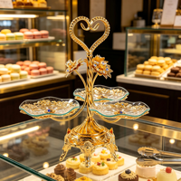 Assiette à dessert aux fruits de style européen, support décoratif en verre de luxe léger pour mariage