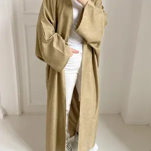 Wholesale Factory Price Cheap Premium Women Clothing Muslim Abaya Cotton And Linen Blended Long Cardigan