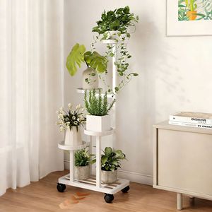 Wrought iron flower <b>pot</b> <b>stand</b>, living room floor-standing plant display tray, multi-tiered wrought iron movable flower <b>pot</b> - Product Image 3