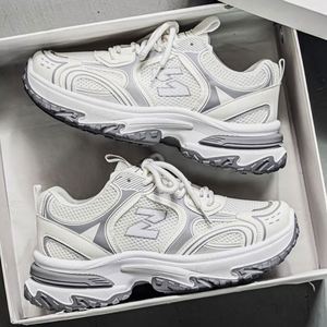 Men's Sporty Genuine Leather Mesh Breathable Lace-Up Casual <b>Shoes</b> Thick Sole Cushioning Anti-Slip <b>Height</b> <b>Increasing</b> Trendy - Product Image 5