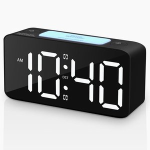 Digital Alarm <b>Clock</b> <b>LED</b> Display Desk Table <b>Clock</b> USB Rechargeable Adjustable Volume Snooze Night Light for Bedroom - Product Image 1