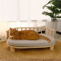 Canapé-lit pour animaux de compagnie en bois de luxe personnalisable, respirant, chaud, amovible et lavable, rembourré en polyester et coton pour chiens