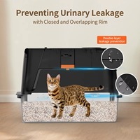KAILAN Bac à litière pour chat en acier inoxydable avec design entièrement fermé, espace intérieur de 70L, contrôle des odeurs, anti-éclaboussures, facile à nettoyer