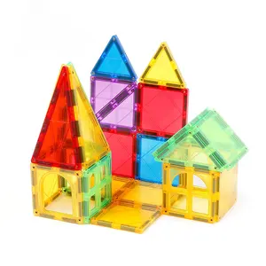 Blok Bangunan Magnetik Mainan Anak-anak Warna Jernih 3D Ubin Magnetik untuk Anak Usia 3 4 5 Tahun