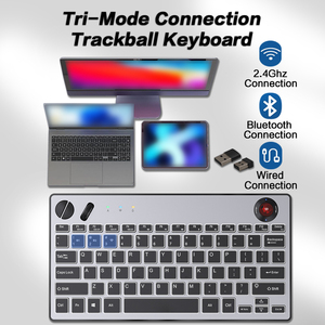2.4G wireless +BT + wired three-mode LED backlit <b>keyboard</b>, silent trackball <b>keyboard</b> - Product Image 2